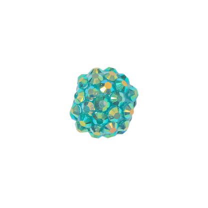 Turquoise AB Rhinestone and Resin Faceted 14mm Beads - 10pc Detail