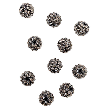 Gunmetal Rhinestone and Resin Faceted 14mm Beads - 10pc