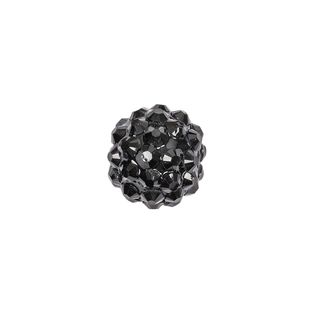 Black Rhinestone and Resin Faceted 14mm Beads - 10pc Detail