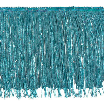 Turquoise Holographic Sequins Chainette Fringe - 6"