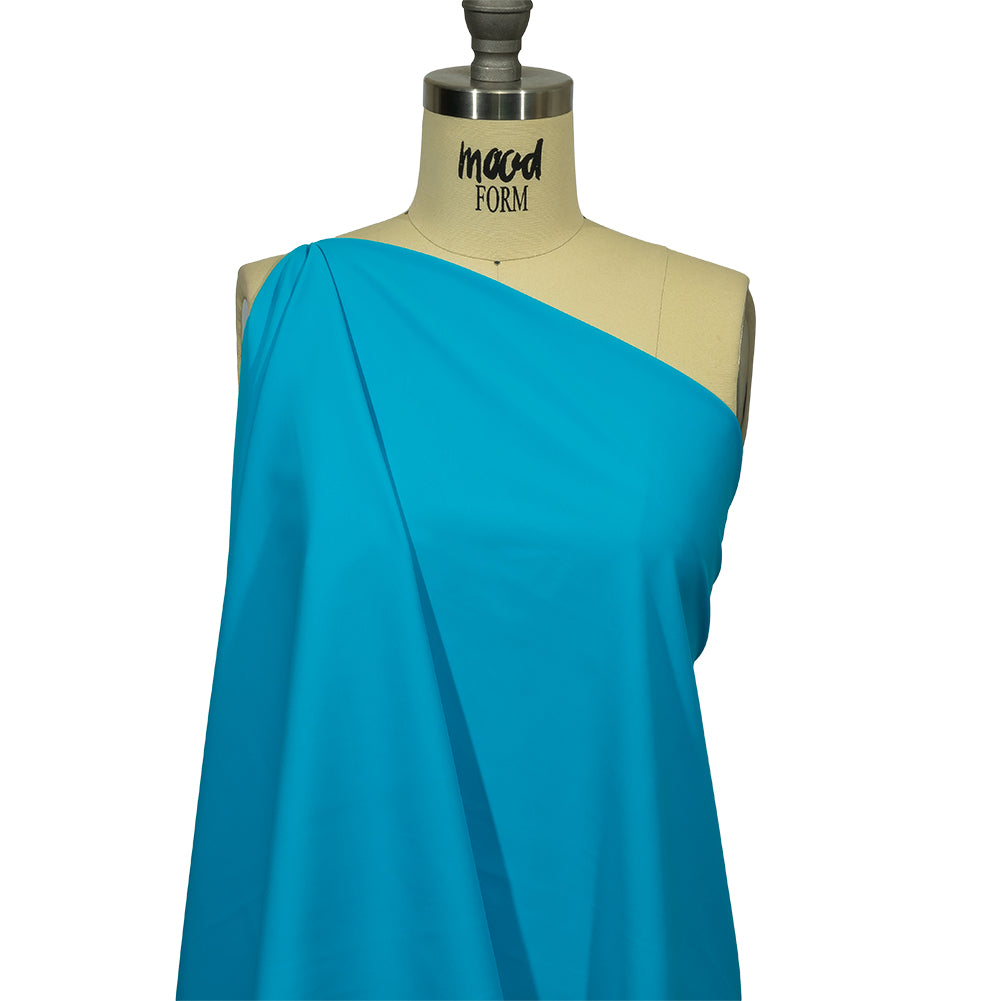 Recycled Swimwear Tricot, UV Protective - Cyan Blue - Santorini Plus Collection - Drape