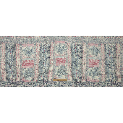 Blue Gray, Pink and White Abstract Patchwork Stretch Polyester ITY Jersey Panel Full
