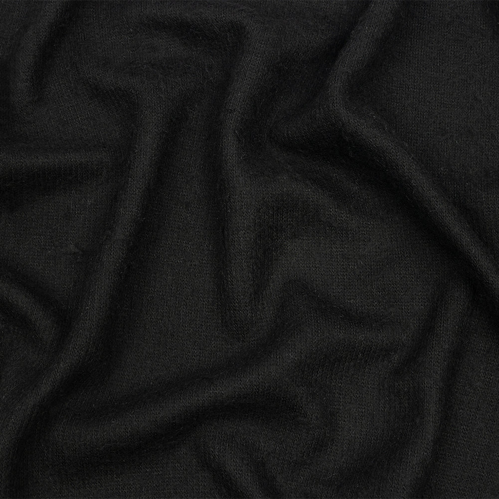Black Brushed Polyester Interlock Sweater Knit