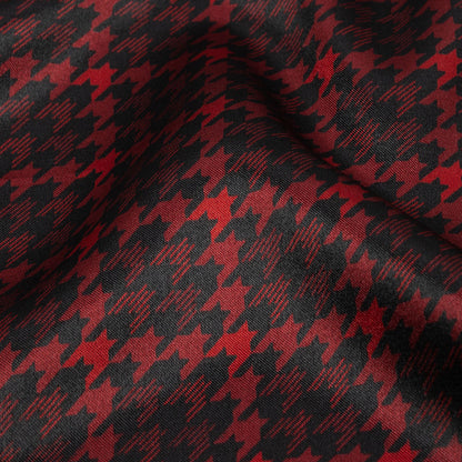 Racing Red and Black Houndstooth Check Polyester Twill Lining Detail