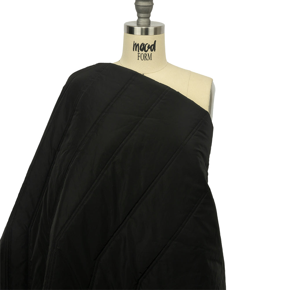 Black Zig Zag Polyester Quilted Coating Drape