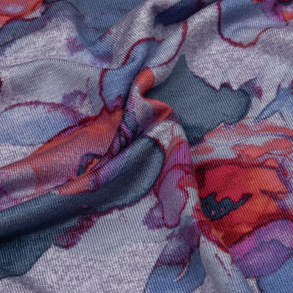 Heathered Purple, Indigo and Pink Floral Stretch Rayon Jersey