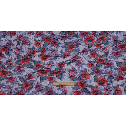 Heathered Purple, Indigo and Pink Floral Stretch Rayon Jersey