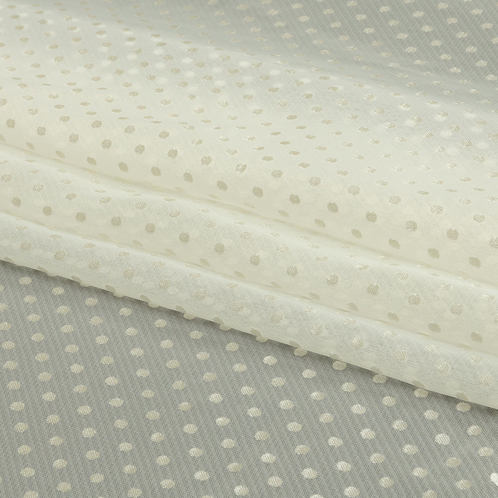 Famous Australian Designer Lead Crystal Embroidered Dots and Diagonal Striped Polyester and Viscose Chiffon Folded