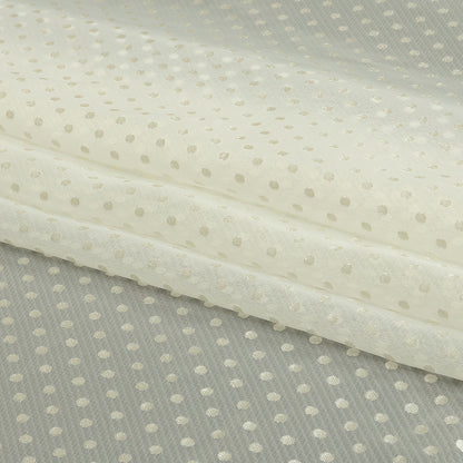Famous Australian Designer Lead Crystal Embroidered Dots and Diagonal Striped Polyester and Viscose Chiffon Folded