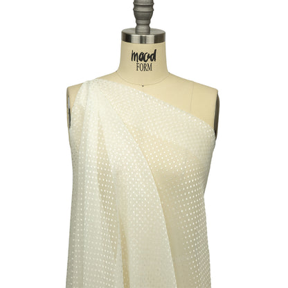 Famous Australian Designer Lead Crystal Embroidered Dots and Diagonal Striped Polyester and Viscose Chiffon Drape