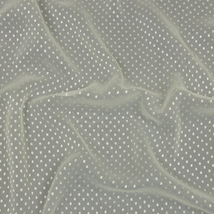 Famous Australian Designer Lead Crystal Embroidered Dots and Diagonal Striped Polyester and Viscose Chiffon