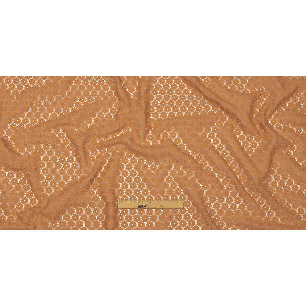 Famous Australian Designer Tan Floral Cotton Blend Re-Embroidered Lace Full