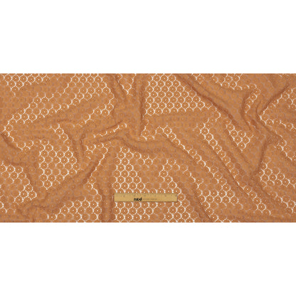 Famous Australian Designer Tan Floral Cotton Blend Re-Embroidered Lace Full