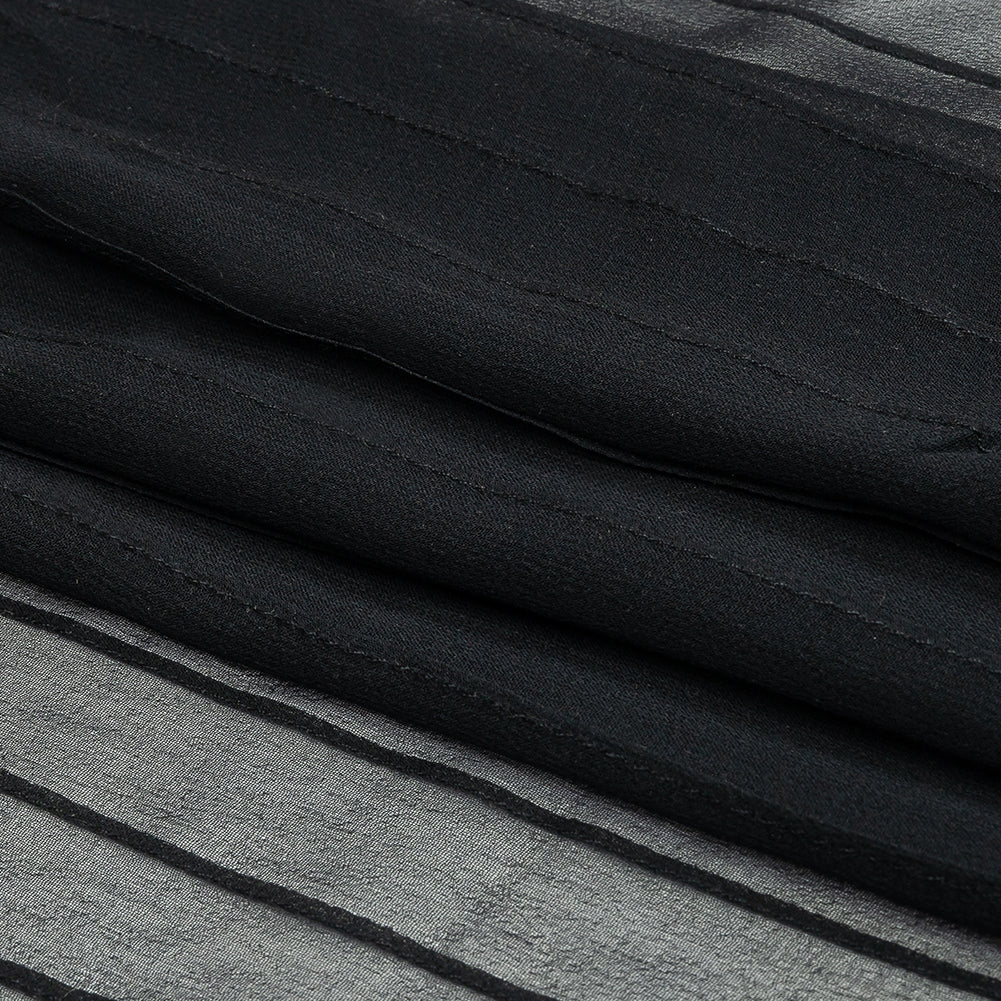 Famous Australian Designer Black Beauty Pintucked Silk Chiffon Folded