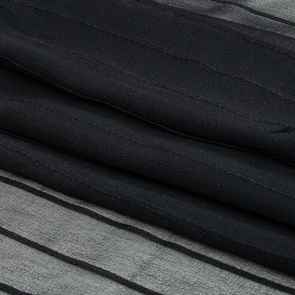 Famous Australian Designer Black Beauty Pintucked Silk Chiffon Folded