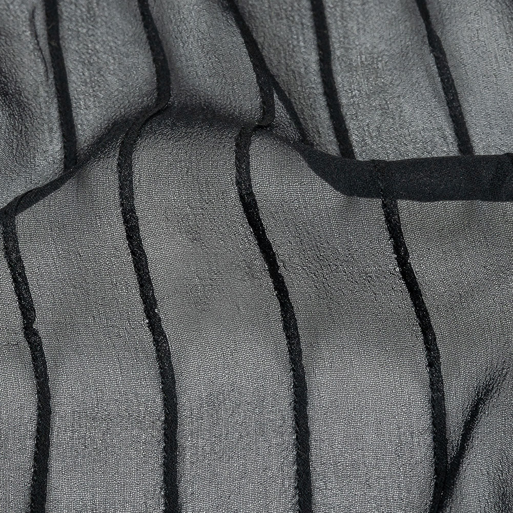 Famous Australian Designer Black Beauty Pintucked Silk Chiffon Detail
