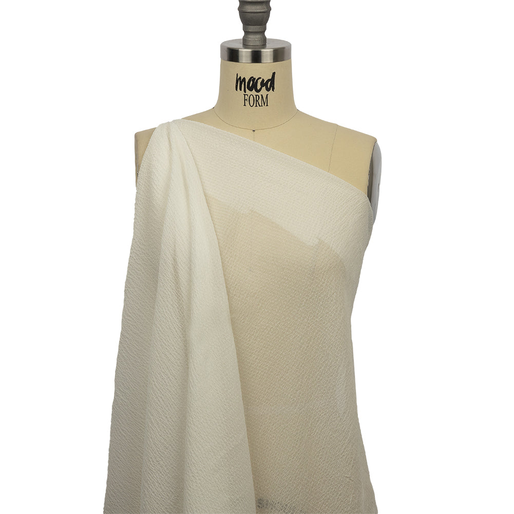 Famous Australian Designer Ivory Shirred Silk and Bamboo Chiffon Detail