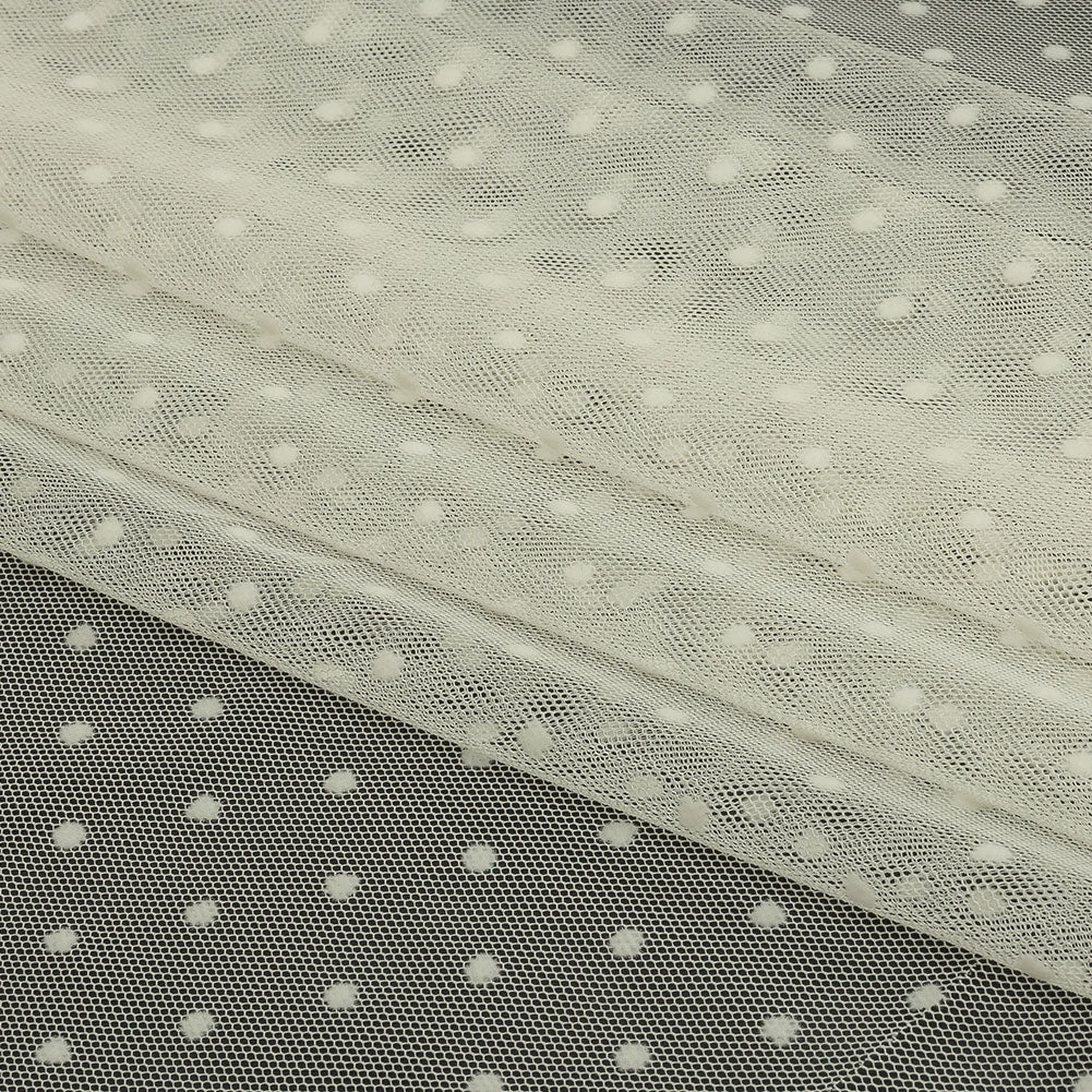 Famous Australian Designer Pearl Flocked Polka Dots Point D'esprit Folded