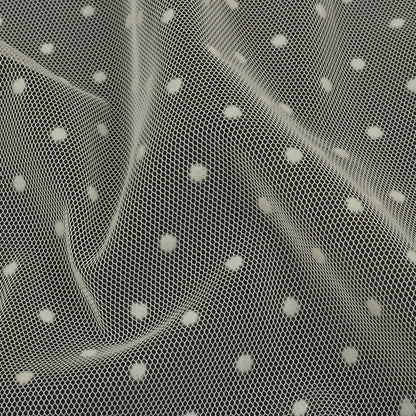 Famous Australian Designer Pearl Flocked Polka Dots Point D'esprit Detail