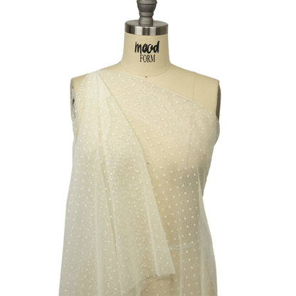Famous Australian Designer Pearl Flocked Polka Dots Point D'esprit Drape