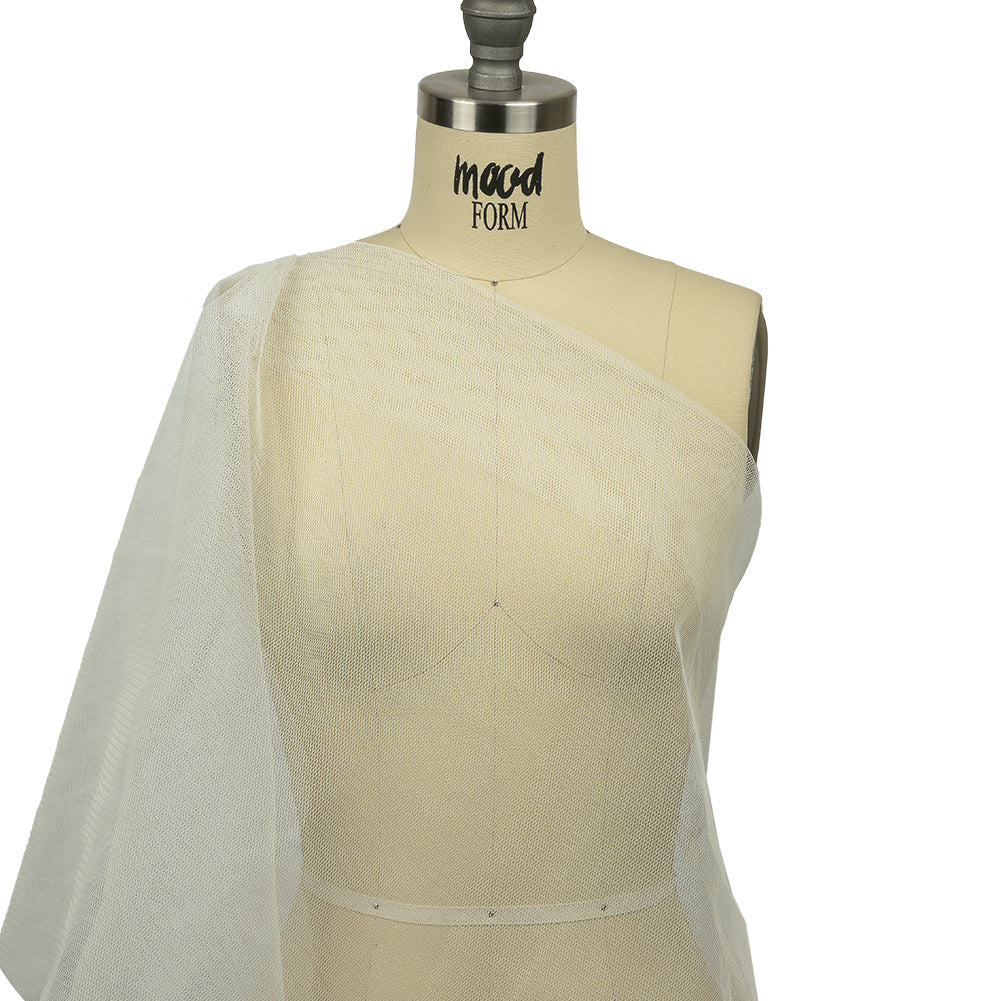 Famous Australian Designer White Stiff Polyester Tulle Drape