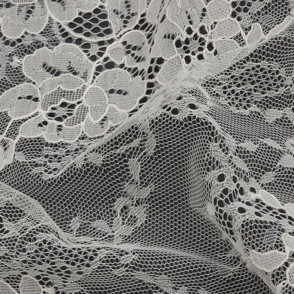Famous Australian Designer Cream Floral Re-Embroidered Nylon and Cotton Lace Detail