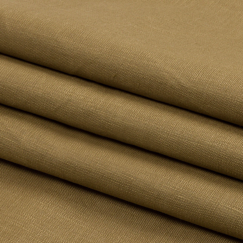 Famous Australian Designer Khaki Medium Weight Linen Woven with White Fused Backing Folded