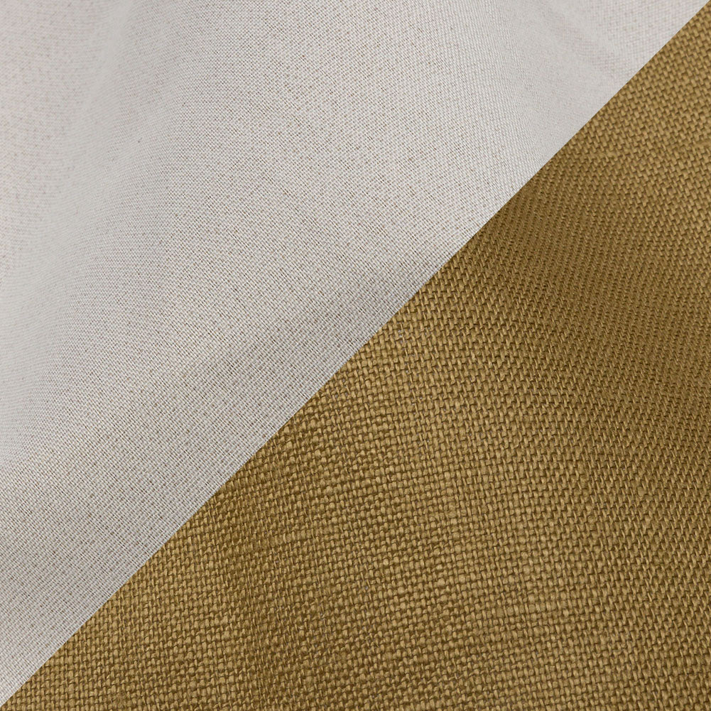 Famous Australian Designer Khaki Medium Weight Linen Woven with White Fused Backing Detail