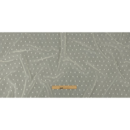 Famous Australian Designer White Sand Embroidered Polka Dots Woven Mesh Drape