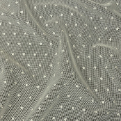 Famous Australian Designer White Sand Embroidered Polka Dots Woven Mesh