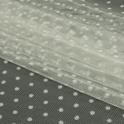 Famous Australian Designer Cream Flocked Polka Dotted Point D'esprit Folded