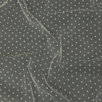 Famous Australian Designer Cream Flocked Polka Dotted Point D'esprit