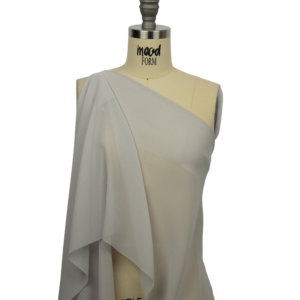 Famous Australian Designer Silver Gray Polyester Georgette Drape