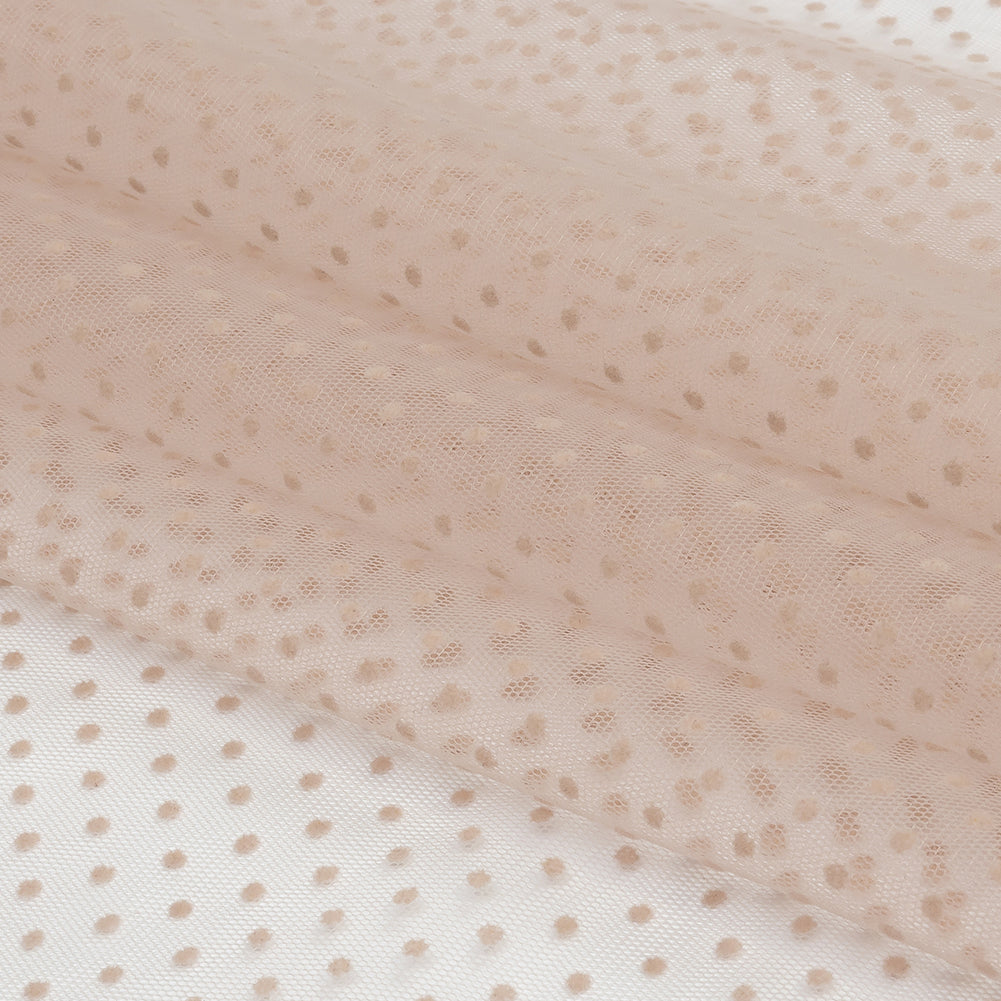 Famous Australian Designer Ballet Pink Flocked Polka Dots Point D'esprit Folded