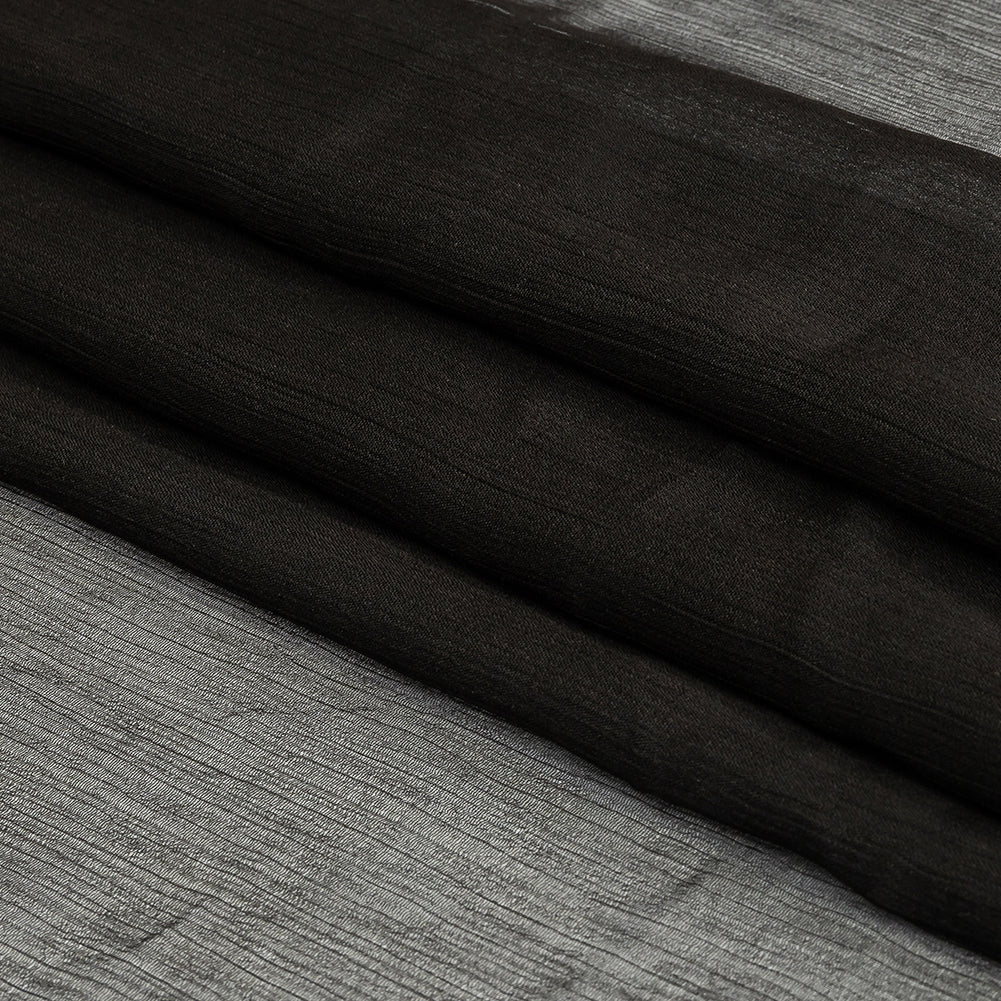 Famous Australian Designer Black Bean Crinkled Silk Chiffon Folded