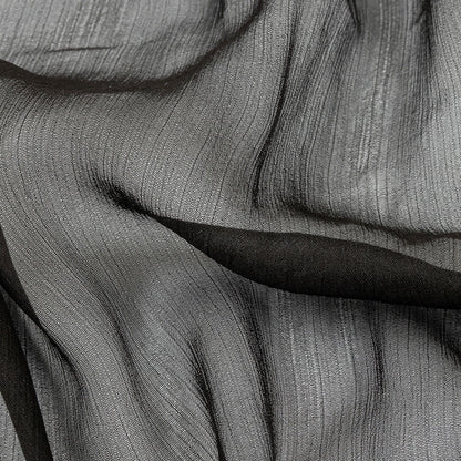 Famous Australian Designer Black Bean Crinkled Silk Chiffon Detail