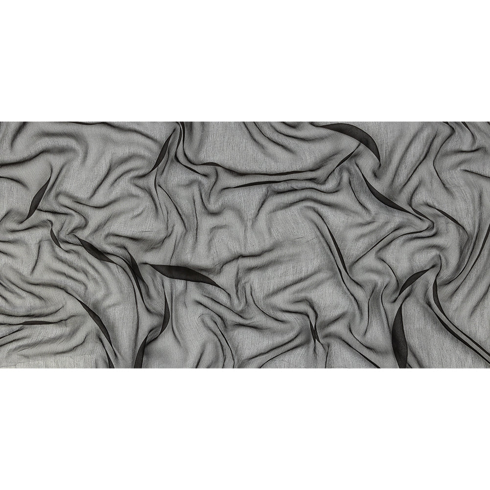 Famous Australian Designer Black Bean Crinkled Silk Chiffon Full