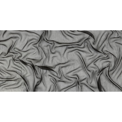 Famous Australian Designer Black Bean Crinkled Silk Chiffon Full
