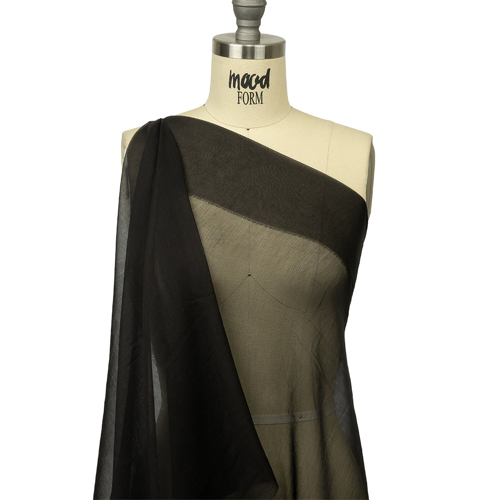 Famous Australian Designer Black Bean Crinkled Silk Chiffon Drape