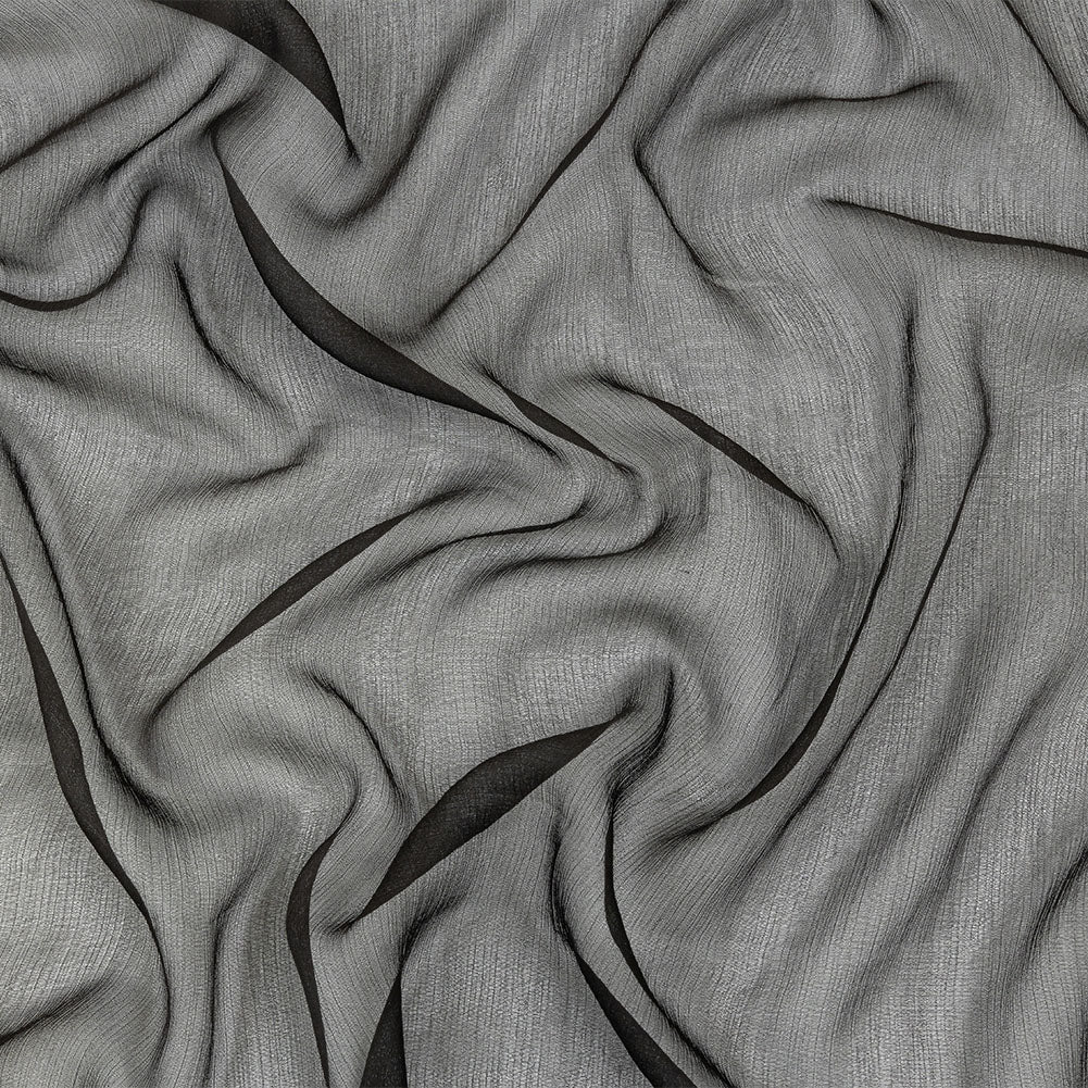 Famous Australian Designer Black Bean Crinkled Silk Chiffon