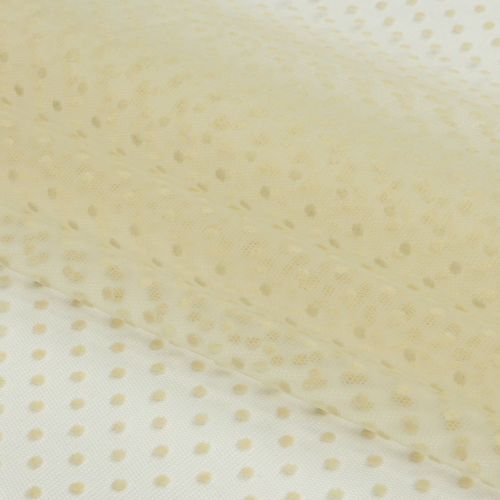 Famous Australian Designer Oyster White Flocked Polka Dots Point D'esprit Folded