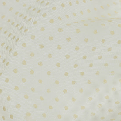 Famous Australian Designer Oyster White Flocked Polka Dots Point D'esprit Detail
