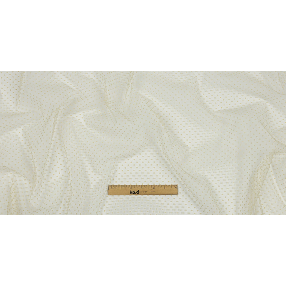 Famous Australian Designer Oyster White Flocked Polka Dots Point D'esprit Full