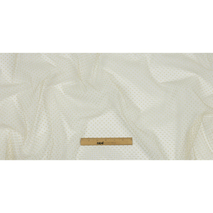 Famous Australian Designer Oyster White Flocked Polka Dots Point D'esprit Full