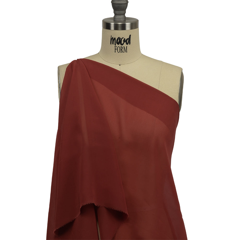 Famous Australian Designer Barn Red Viscose Georgette Detail