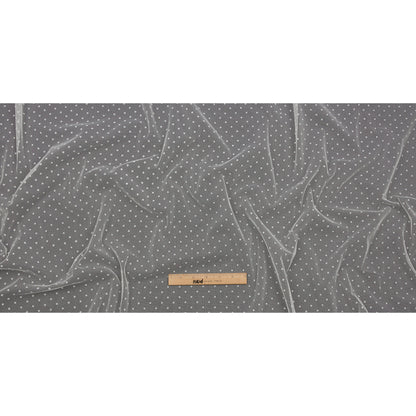 Famous Australian Designer Ivory Flocked Dots Polyester Mesh Full