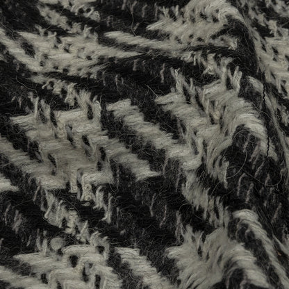 Famous Designer Charcoal and White Shepherd's Plaid Fulled Wool Twill Coating Detail