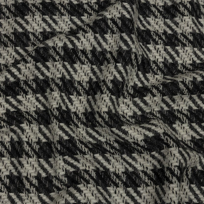 Famous Designer Charcoal and White Shepherd's Plaid Fulled Wool Twill Coating