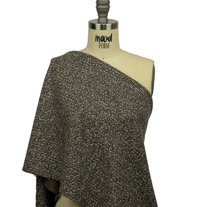 Famous Designer White, Brown and Taupe Striped Blended Wool Knit Boucle Drape