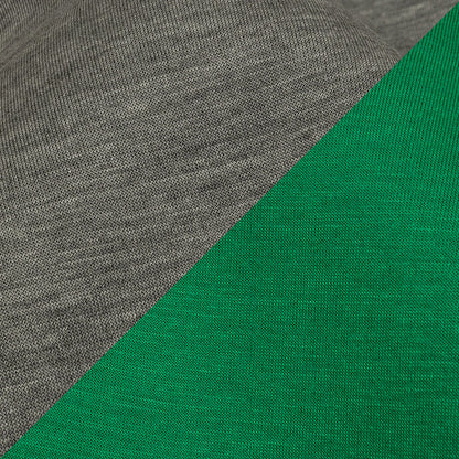 Famous Designer Kelly Green and Heathered Gray Double Face Rayon and Cotton Scuba Knit Detail
